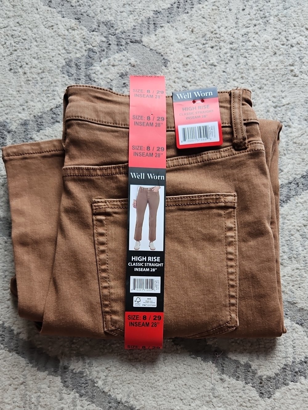 NEW! Well Worn Brown High Rise Classic Straight Jeans Multiple Sizes - Picture 6 of 11